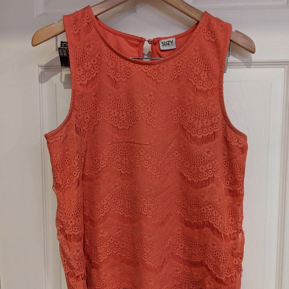 Suzy Sheir Tank Top with Crochet Detail Size L